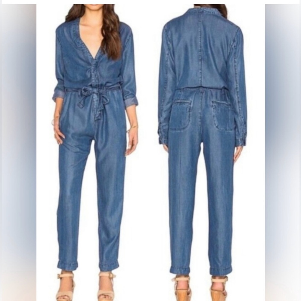 Free People Lou Denim Chambray Jumpsuit